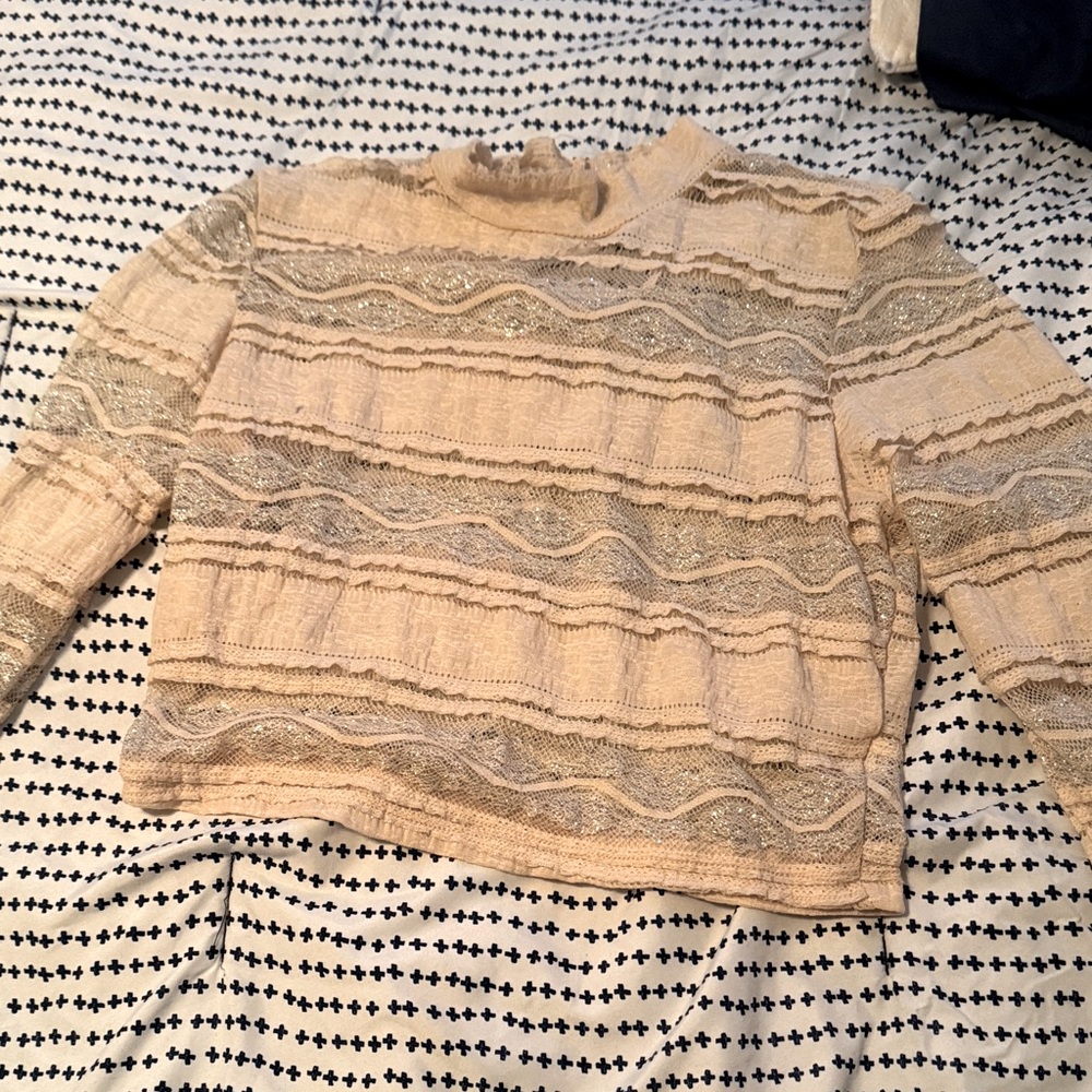 Textured Cream and Silver Sweater